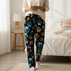 Halloween Cookie Monster Pumpkin Pajama Pants Small
